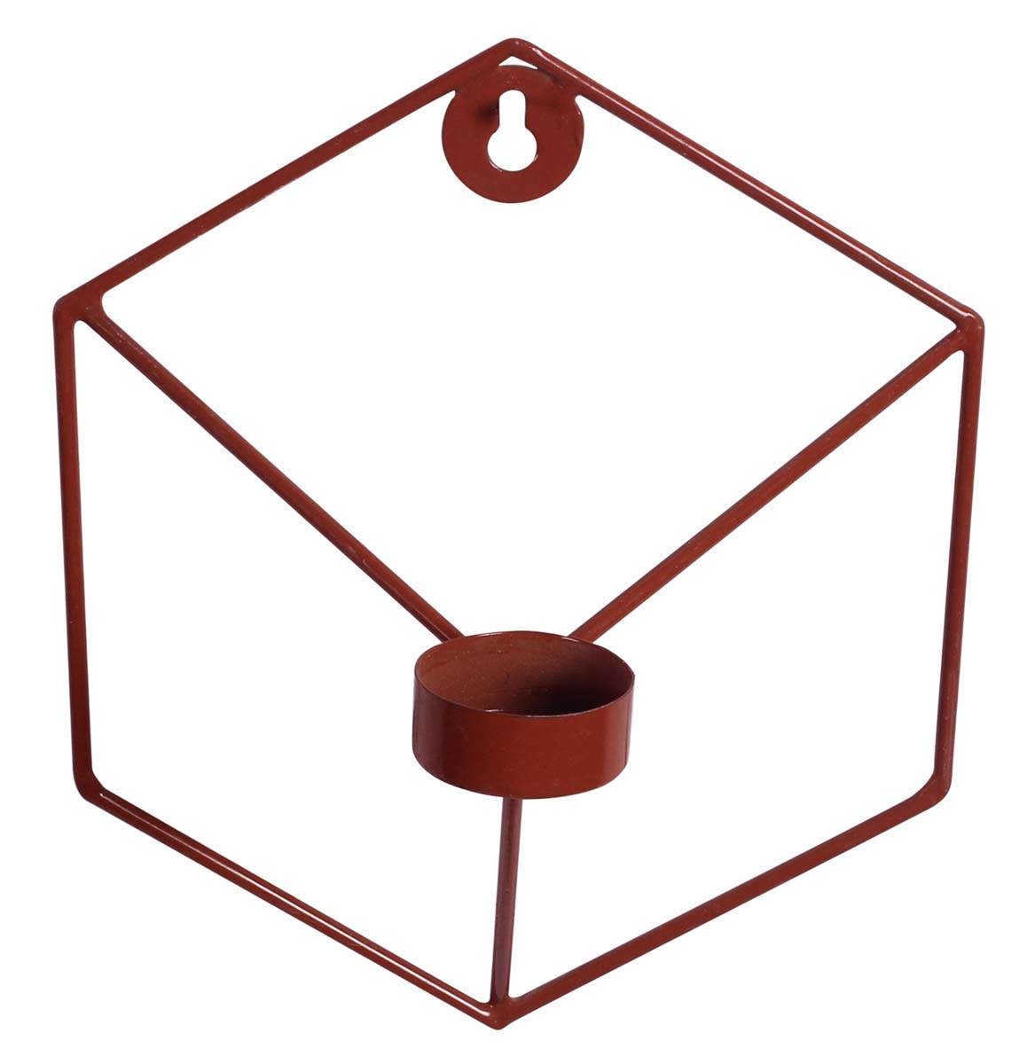 Wall-Mounted Tea-Light Candle Stand – Cast in Iron – 3D Geometric Design – Hand-Painted in Brown Color – Metal Votive Candle Holders – Unique Candle Décor  - Buy in Bulk Wholesale
